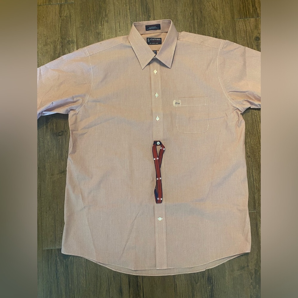 Stafford Button Up Shirt Mens Long Sleeve NWT 17 1/2 Reg